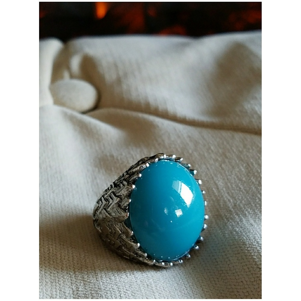 💙 ASOS Turquoise Silver Statement Ring 💙 - Picture 4 of 5